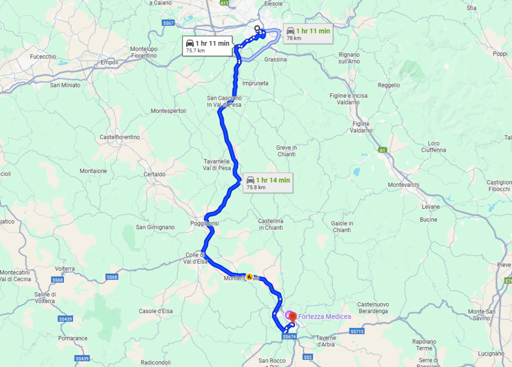 Florence to Siena road