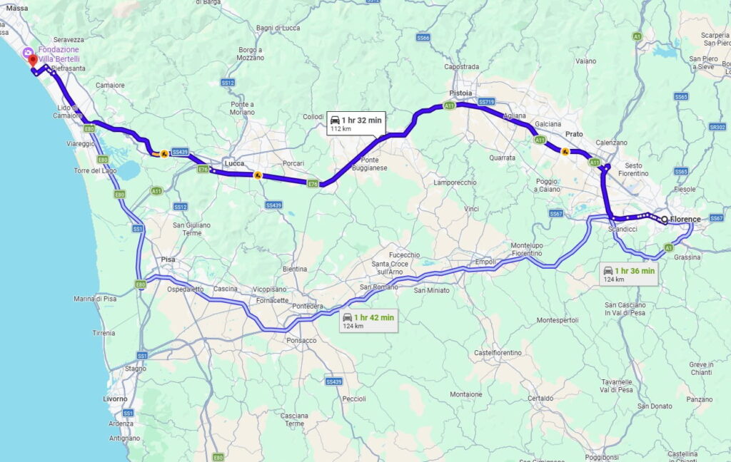 Florence to Forte dei Marmi road